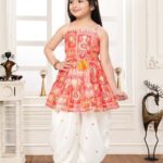 Sleeveless Peplum Kurti and Embroidered Dhoti Set for Girls - Ethnic Fusion
