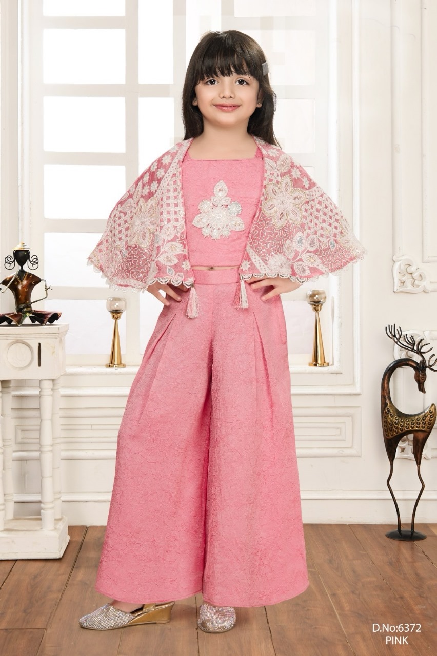 6372 💖 Exquisite Pink Palazzo Set with Handcrafted Jardoshi Work - Image 1
