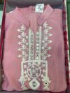 Girls' Pink Embroidered Tussar Silk Sharara Set with Scalloped Hem - Image 2