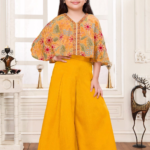 💛 Radiant Mustard Yellow Floral Cape-Sleeve Palazzo Set