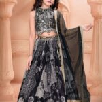 Girls' Designer Black & Silver Lehenga Choli - Mirror Work Ethnic Wear