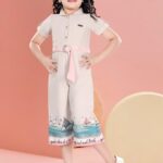 Girls' Nautical Sailboat Print Jumpsuit with Matching Pink Bucket Hat Set
