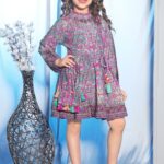 Girls' Rani Pink Floral High-Low Dress with Puff Sleeves and Waist Bow