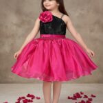 Girls' Luxury Fuchsia Birthday Frock – Elegant Shimmer Organza Dress