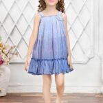 Girls' Premium Powder Blue Festive Frock – Elegant Floral Chikankari Style Dress