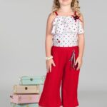 Girls' Premium Polka Dot Crop Top & Flared Palazzo Set – Elegant Western Party Wear