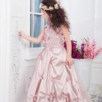 Girls' Onion Pink Embroidered Gown – Premium 1-Piece Party Wear Tulle Flower Gown Set