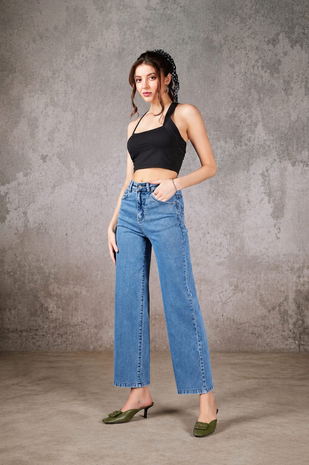 WhatsApp Image 2026-06-26 at 5.09.36 PM (1) Women's High-Waisted Wide-Leg Jeans – Light Blue Wash Relaxed Denim Trousers - Fj-101 - Image 1