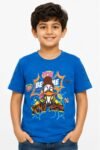 Boys' Royal Blue Cartoon Duck Graphic Printed Cotton T-Shirt – Pop Art Crew Neck Tee-7314 U