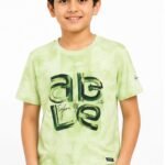 Boys' Mint Green Tie-Dye Printed Cotton T-Shirt – "ABLE" Graphic Crew Nec-651 Tee