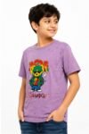 Boys' Lavender Purple Paint Splatter T-Shirt – Cool Bear Graffiti Graphic Cotton Tee-4433 M - Image 2