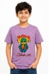 Boys' Lavender Purple Paint Splatter T-Shirt – Cool Bear Graffiti Graphic Cotton Tee-4433 M