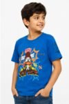 Boys' Royal Blue Cartoon Duck Graphic Printed Cotton T-Shirt – Pop Art Crew Neck Tee-7314 U - Image 2