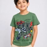 Boys' Green "Cool Guy" Graphic Cotton T-Shirt-8058L