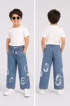 Kids' Casual Graphic Denim Pants with Elastic Waist -B1852 - Image 2