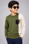 Boys' Dual-Tone Color-Block Knit T-Shirt with Pocket-8630