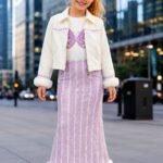 Kids' Designer 3-Piece Light Purple Sequin Skirt and Jacket Set-2614