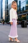 Kids' Designer 3-Piece Light Purple Sequin Skirt and Jacket Set-2614 - Image 2