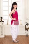 Kids' Ethnic Hot Pink Embroidered Kurta and Dhoti Set-5275 - Image 2