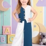 Girls' Dual-Tone Blue and White Co-Ord Set-5375