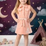 Girls' Peach Single-Piece Frock-5022