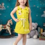 Girls' Lime Yellow Pinafore Dress-5023