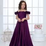 Girls' Purple Off-Shoulder Party Gown-G2542