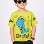 Boys' Lime Yellow Graphic Print T-Shirt-7320