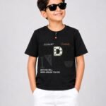 Kids' Trendy Black Graphic T-Shirt-7318