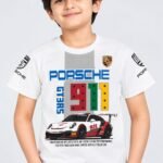 Boys White "Porsche 911 GT3 RS" Racing Graphic T-Shirt-9600