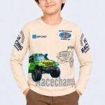 Boys Beige "Racechamp" Off-Road Jeep Printed Full-Sleeve T-Shirt-9872