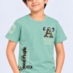 Boys' Pista Green Typographic Graphic T-Shirt-9523