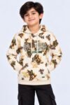 Boys Beige Camouflage Print "Athletic 99" Hooded Sweatshirt-9843
