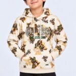 Boys Beige Camouflage Print "Athletic 99" Hooded Sweatshirt-9843