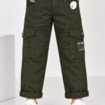Boys' Urban Olive Green Utility Cargo Trousers#3249
