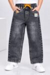 Kids Stylish Carbon Black Denim Pants with Drawstring #9661