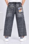 Kids Stylish Carbon Black Denim Pants with Drawstring #9661 - Image 2