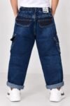 Kids Stylish Blue Denim Cargo Pants with Drawstring #3231 - Image 2