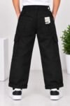 Kids Stylish Black Cargo Pants #3209 - Image 3