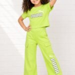 Girls Stylish Neon Green Crop Top and Cargo Pants Co-Ord Set #632