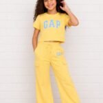 Girls Stylish Light Yellow Crop Top and Cargo Pants Co-Ord Set #619