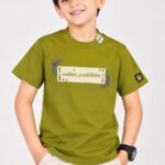 Boys Stylish Mehndi Green "Endless Possibilities" Embroidered T-Shirt #8056