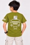 Boys Stylish Mehndi Green "Endless Possibilities" Embroidered T-Shirt #8056 - Image 2