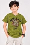 Boys Stylish Olive Green "MNLIAD 1992" Graphic Print T-Shirt #8064