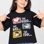 Girls Stylish Black "The Good, The Bad, The Cool" Graphic T-Shirt #4594