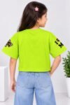 Girls Cute Parrot Green Character Applique Crop Top #4598 - Image 2