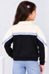 Girls Stylish Color-Block "LOVE MINU" Half-Zip Sweatshirt #4540 - Image 2