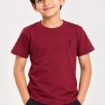 Classic Maroon Round Neck Boys' T-Shirt #3815 M