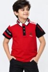 Boys' Colorblock Polo red tshirt-5487