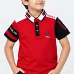 Boys' Colorblock Polo red tshirt-5487